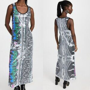 Kimberly Goldson $698 Dress Sequin Black White Brooklyn Graffiti Print Maxi